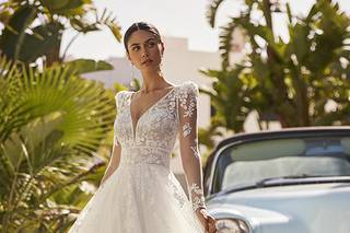 Vestidos de novia con manga larga con tattoo lace y corte princesa
