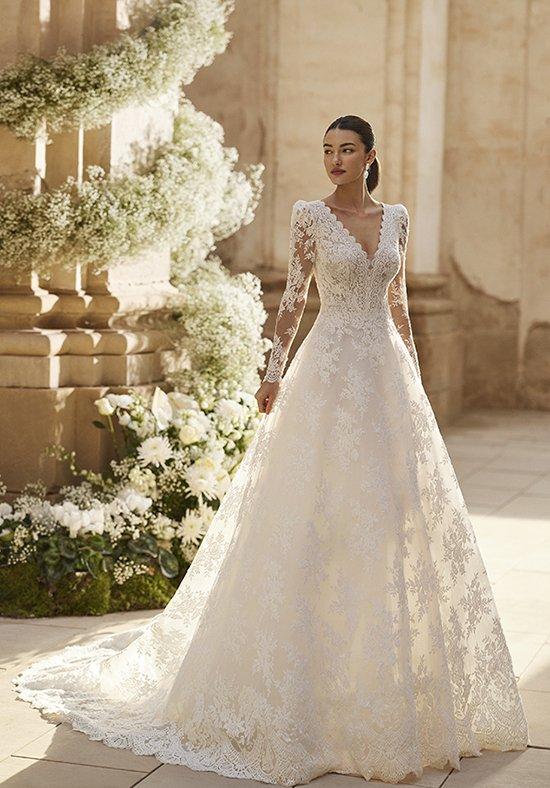 Vestidos de novia manga larga ligeramente abullonada con tattoo lace