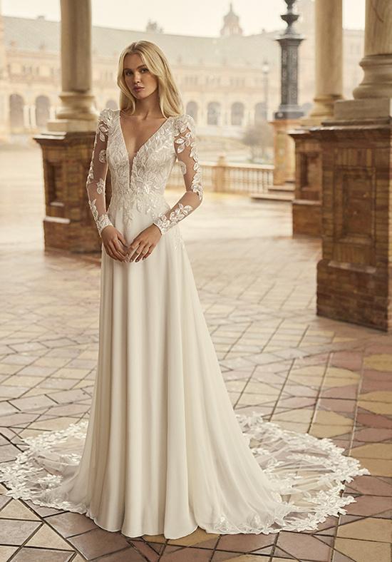 Vestidos de novia con manga larga con escote en V