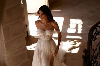 Vestido de novia hombro caídos muy sensual con transparencias