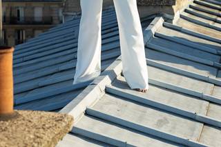 Vestido de novia de dos piezas con pantalón y chaleco