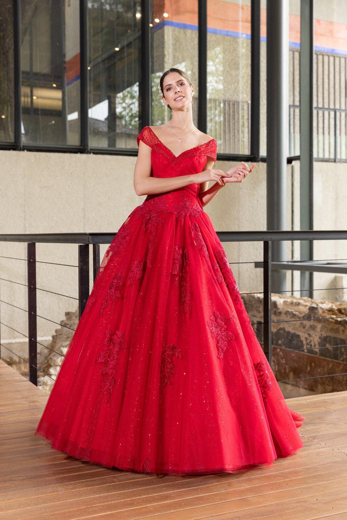 Vestido novia color rojo