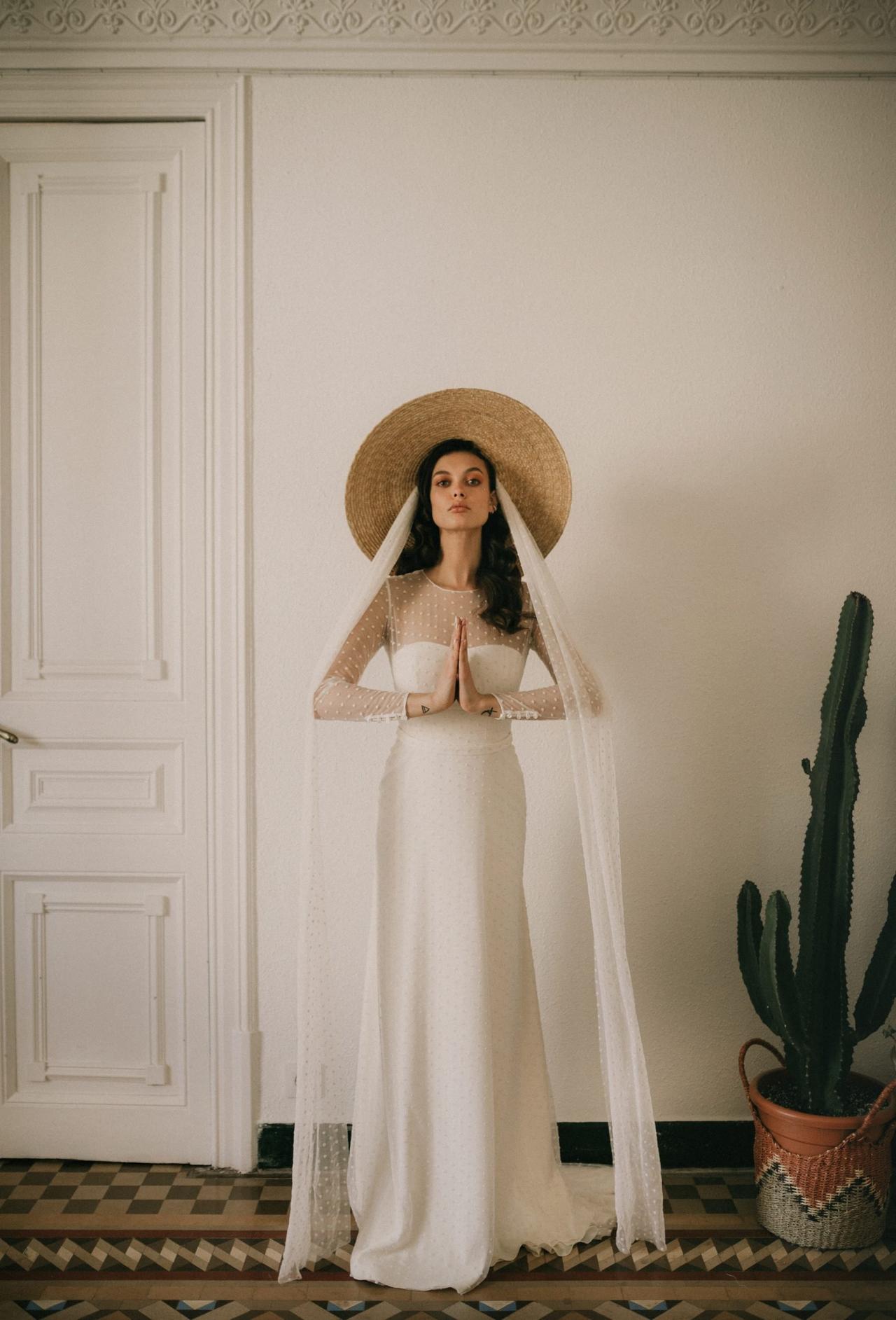Vestido de novia Otaduy 2021 tul con bordado de lunares de algodón