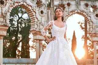 Vestidos de novia con escote redondo y corte princesa para la boda