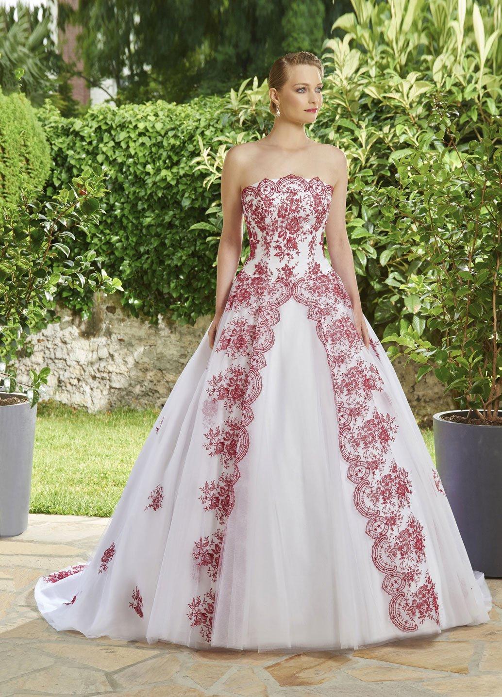 Vestido de novia 2025 blanco con rojo