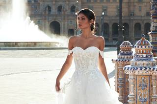 Vestidos de novia con volantes y hombros caídos para el día de la boda