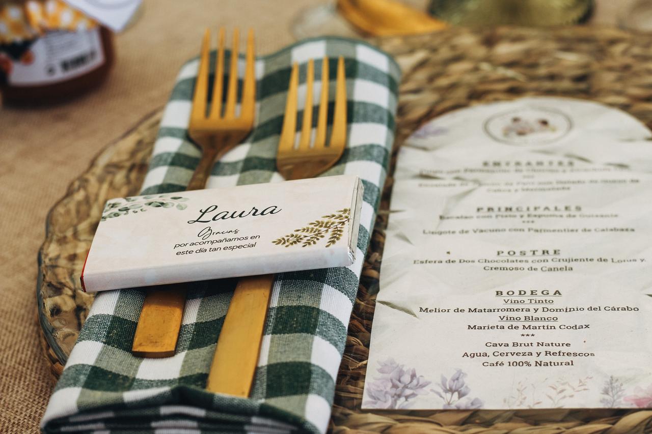 Marcasitios boda con nombre y frase de agradecimiento