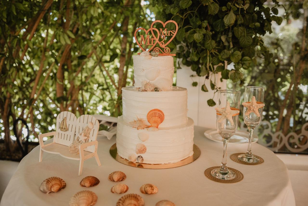 Tarta de boda con motivos marinos