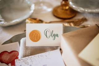 Marcasitios boda: tarjeta con sello de lacre