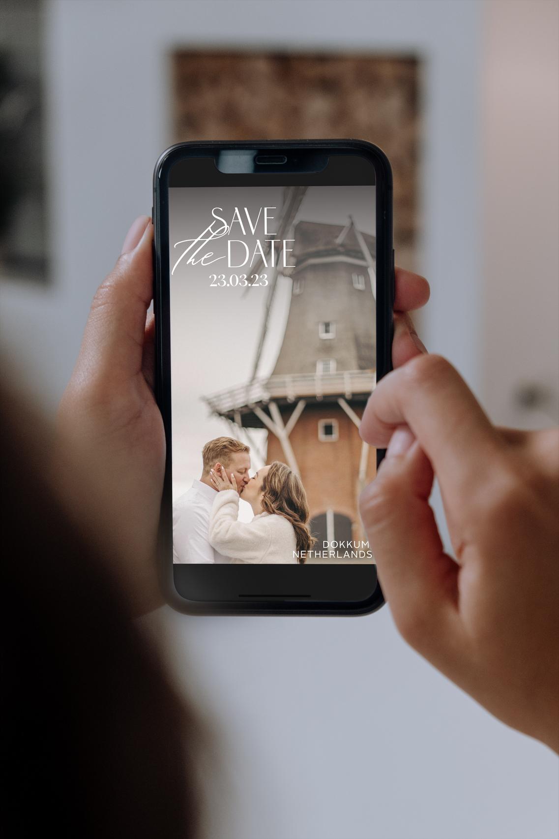 Invitación de boda digital 2026 con foto de los novios
