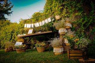 Boda rústica: rincón decorativo del seating plan