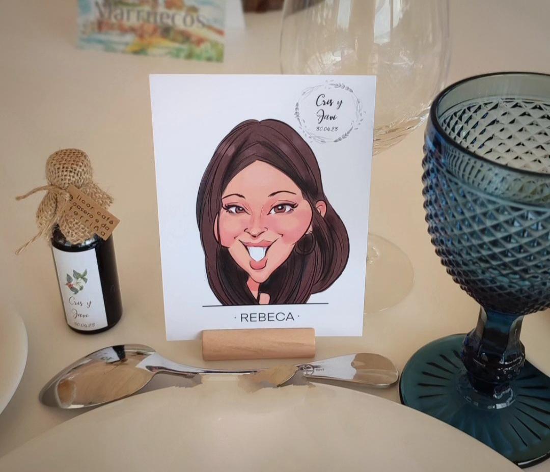 Marcasitios boda con caricatura de los invitados