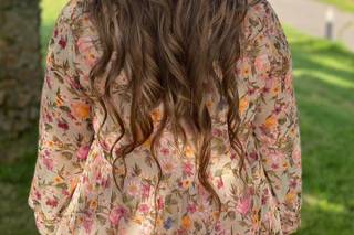 Recogidos invitada boda: semirecogido con ondas y vestido de flores