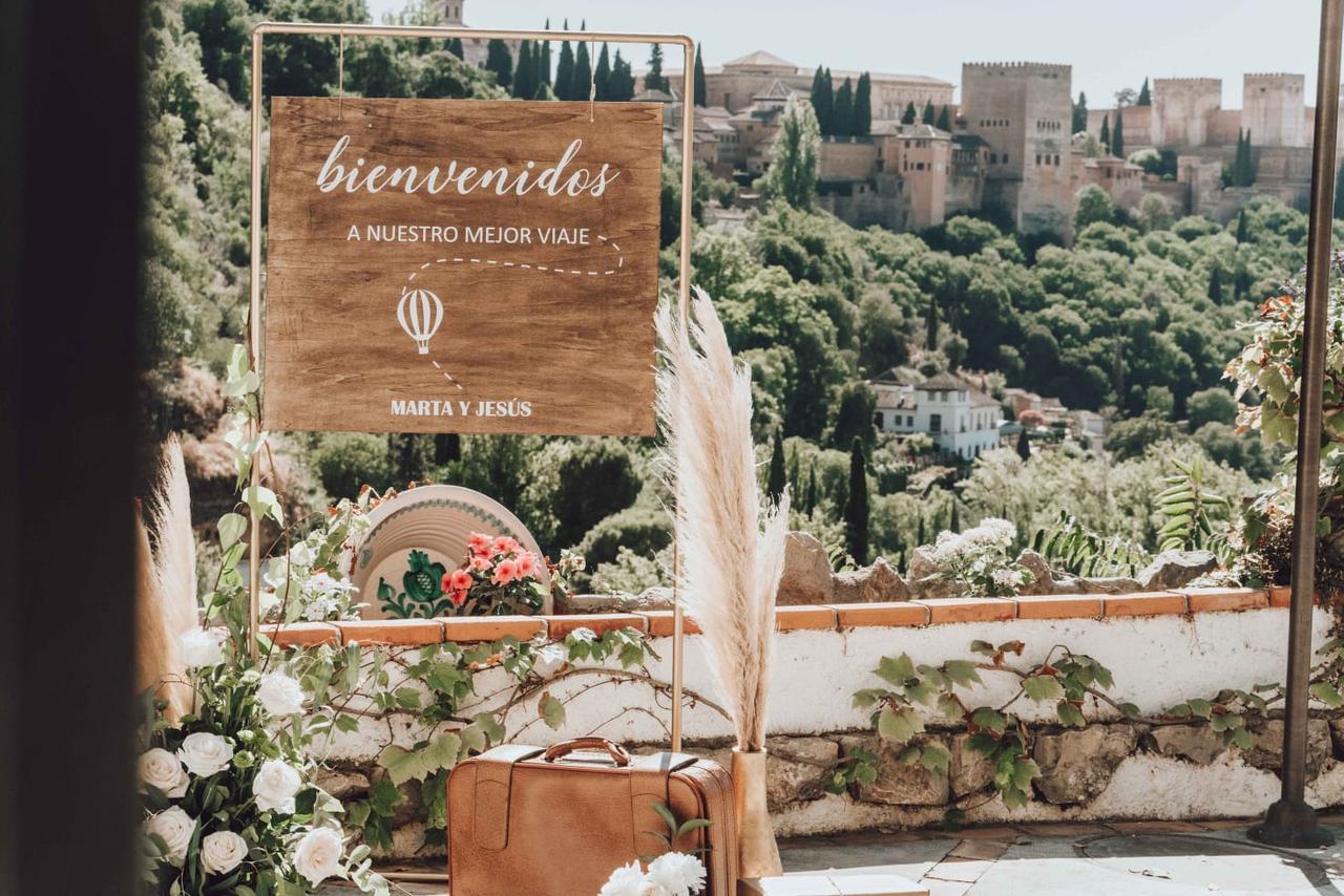 Frases cartel bienvenida boda: bienvenidos a nuestro mejor viaje