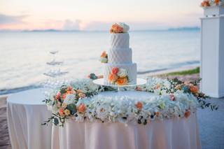 Tarta de boda con efecto de capitoné