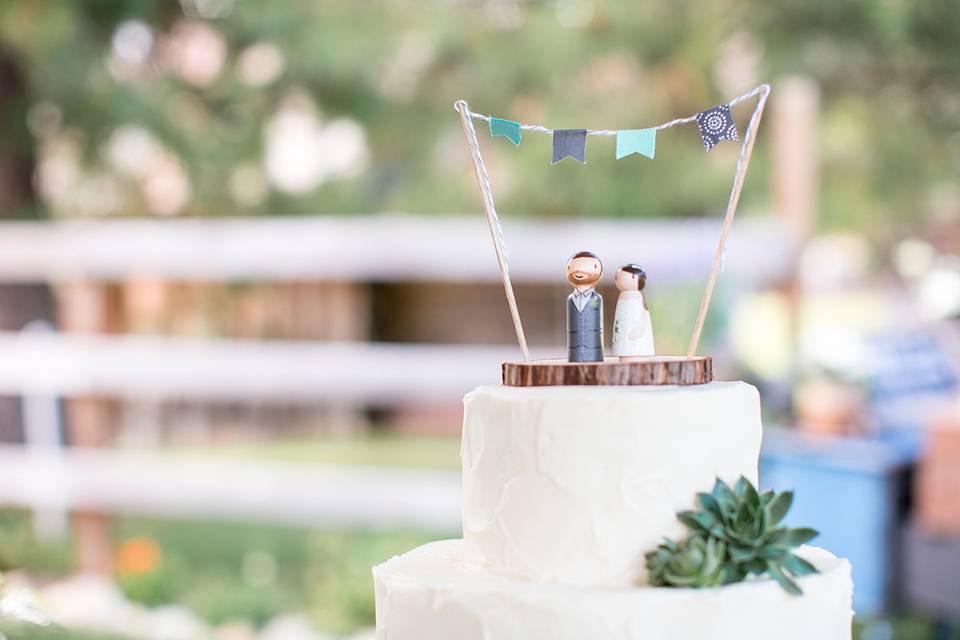 Cake topper personalizado para tarta de boda con forma de banderín
