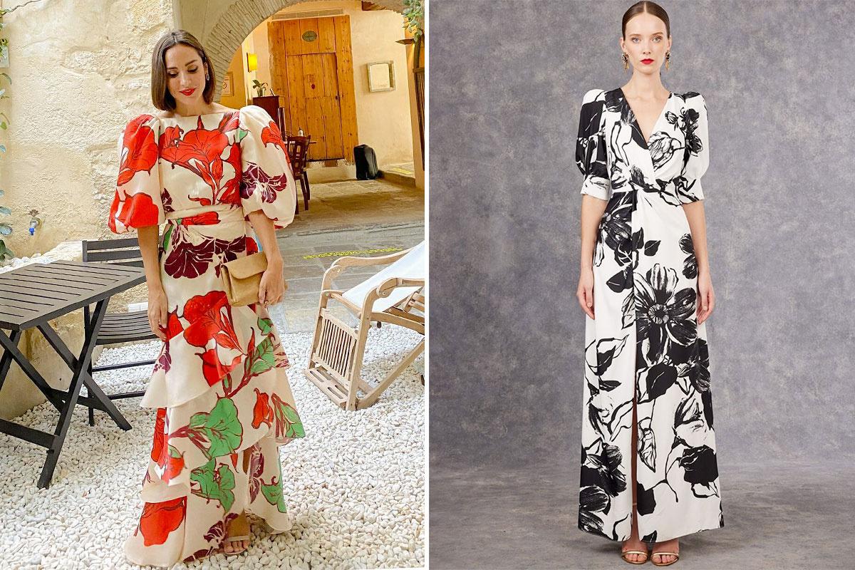 Tamara Falcó con vestido de flores XL rojas y verdes