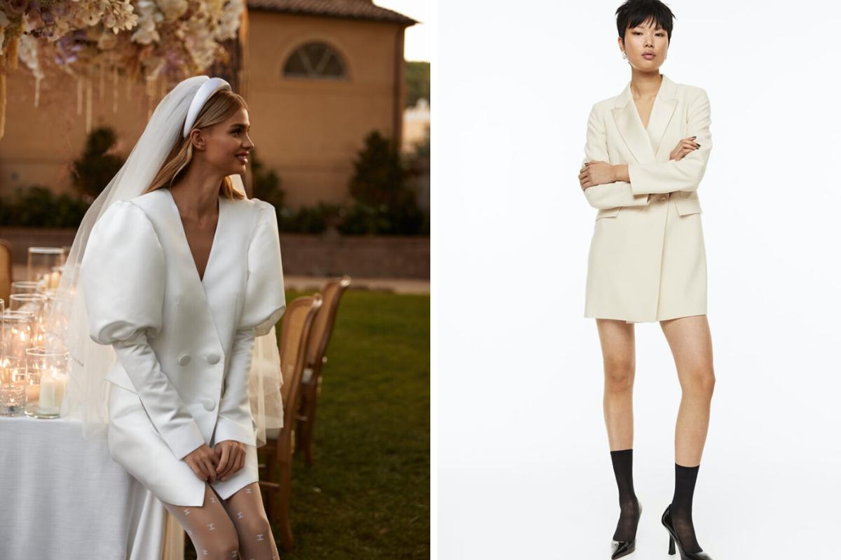 vestido tipo blazer para novia