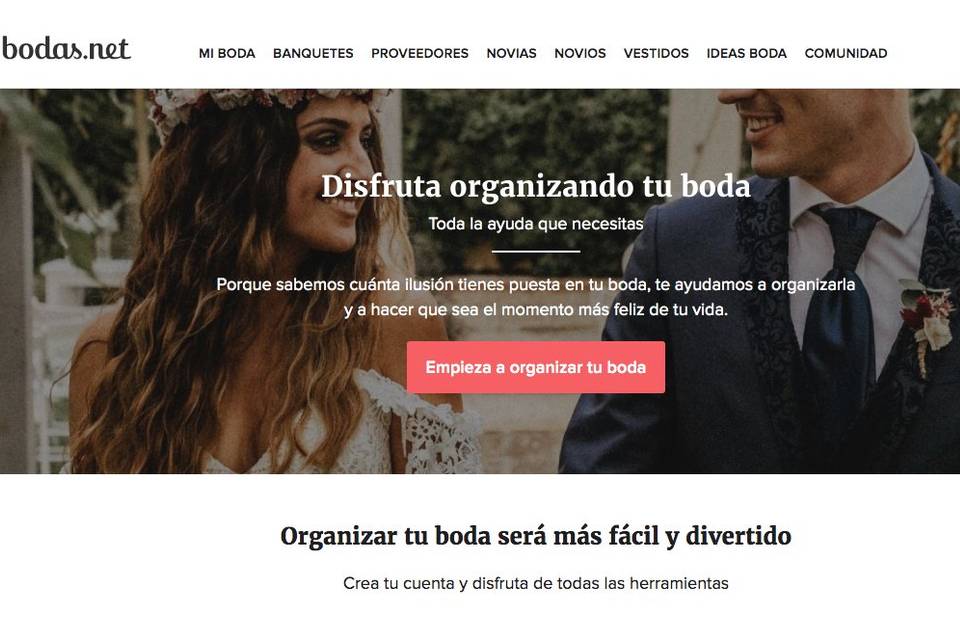 Organiza tu boda fácil y rápidamente con Bodas.net