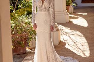 Vestidos de novia manga larga con escote en V