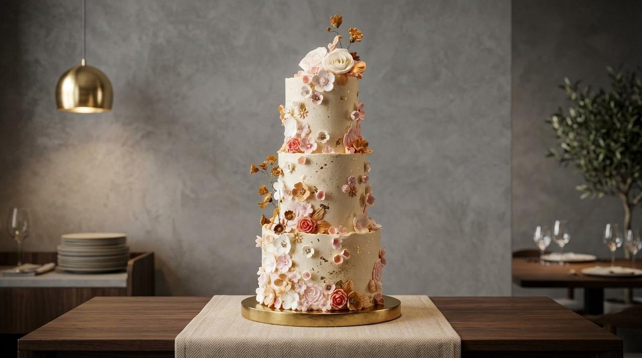 pastel de bodas con flores