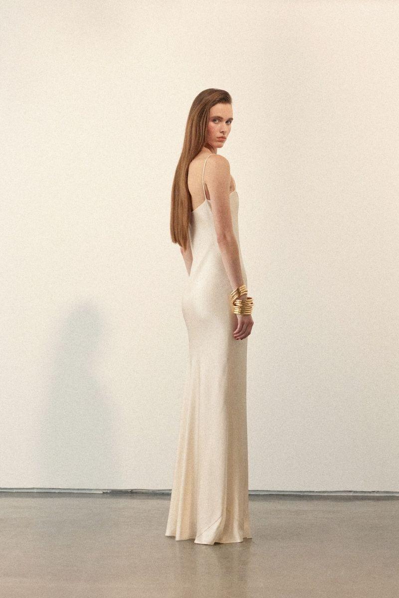 vestido lencero de mango sencillo para boda