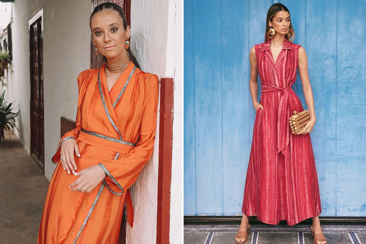vestido cruzado casual con rayas
