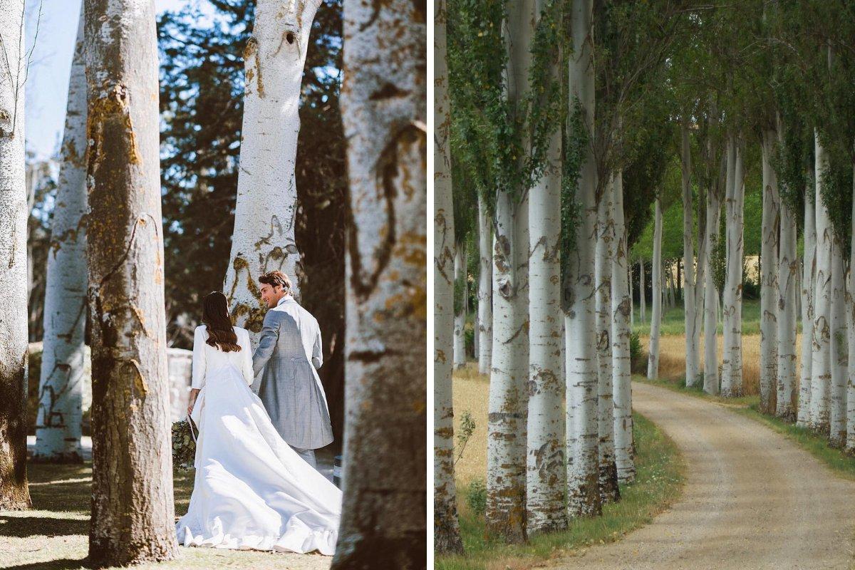 Boda de María Fernández Rubíes: sesión de fotos entre árboles centenarios
