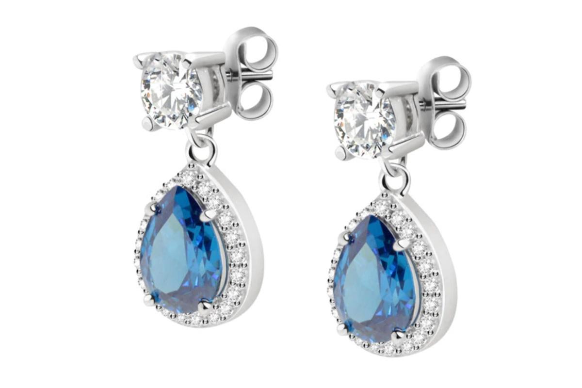 Pendientes azules en plata con circonitas