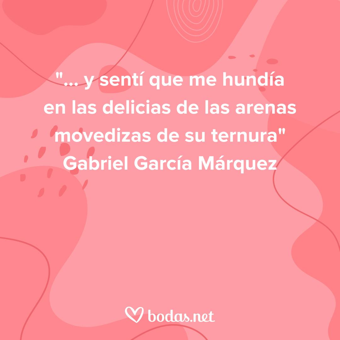 Frases de amor de escritores: Y sentí que me hundía en las delicias de las arenas movedizas de su ternura, de Gabriel García Márquez