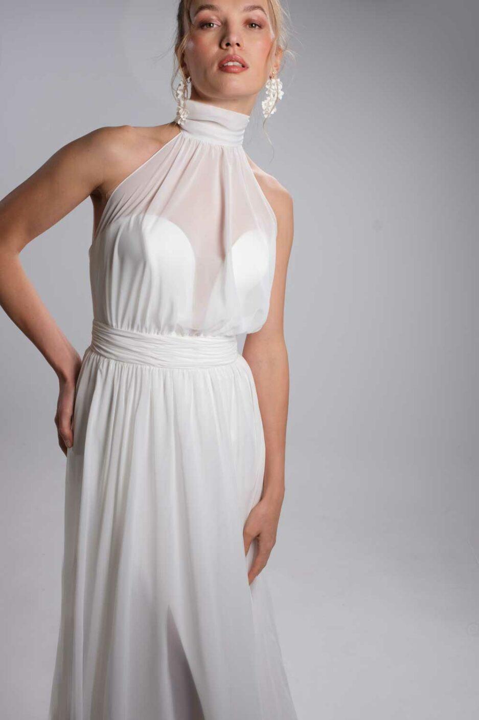 Vestido boda civil de cuello halter