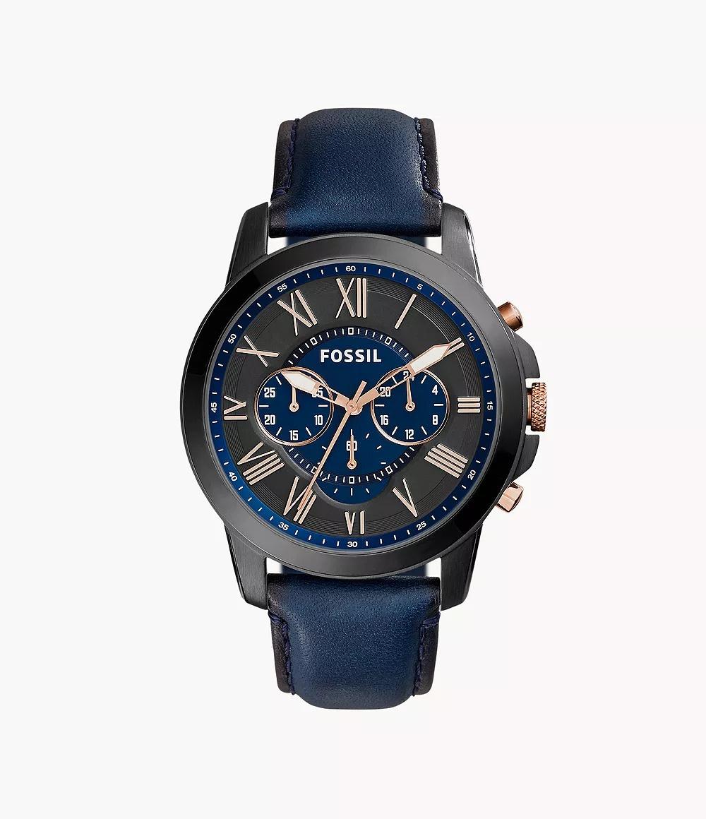 Reloj boda hombre: reloj con correa de piel azul, de Fossil