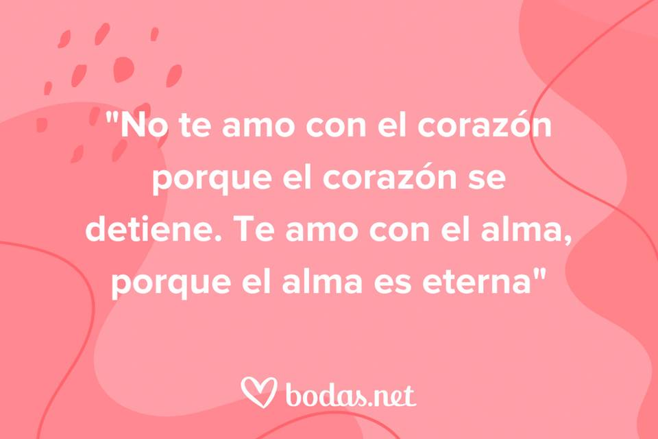 Textos de amor para mi novia: no te amo con el corazón porque el corazón se detiene. Te amo con el alma, porque el alma es eterna