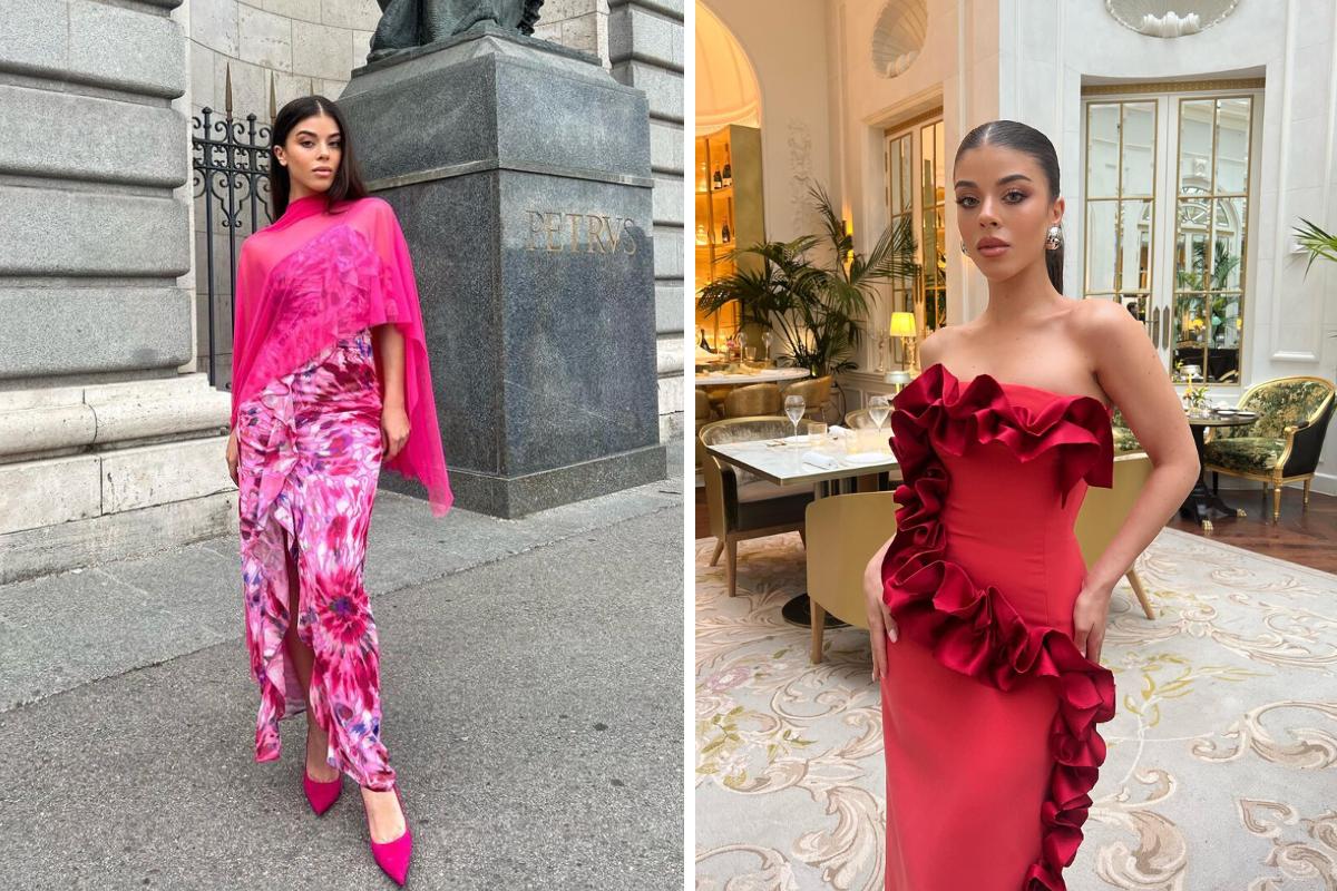 Vestidos de invitada de Sandra Fennou en la boda de Marta López y Kiko Matamoros