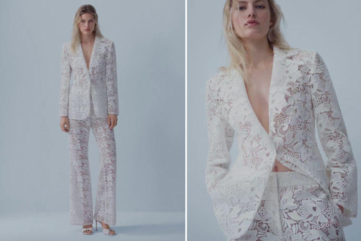 Traje de dos piezas de guipur