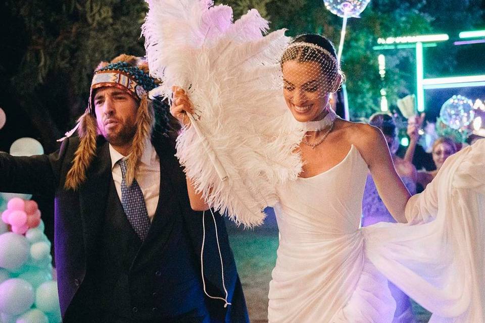 Un momento de la fiesta en la boda de Marta Lozano