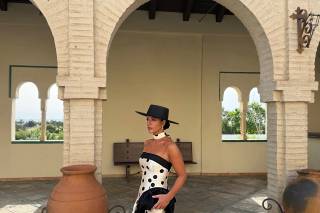 vestidos de invitada de boda blanco y negro de puntos palabra de honor