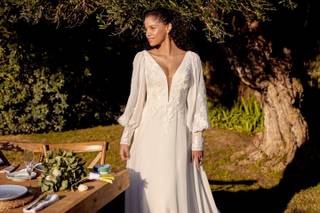 Vestidos novia manga larga sencillos y muy cómodos