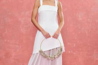 Vestido boda civil corto con transparencias
