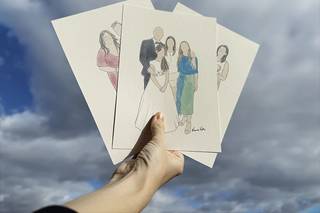 Live paint: diferentes ilustraciones de parejas, con los nombres de cada una de ellas