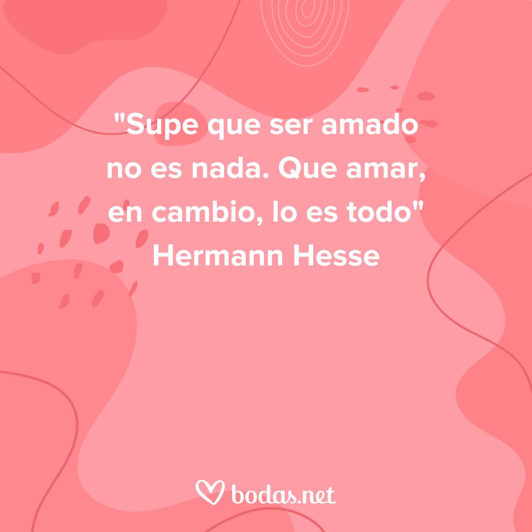 Frases de poetas de amor: Supe que ser amado no es nada. Que amar, en cambio, lo es todo, de Hermann Hesse