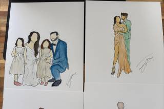 Live paint: diferentes ilustraciones de parejas, con los nombres de cada una de ellas