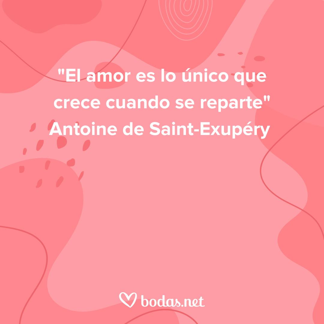 Frases célebres de amor: El amor es lo único que crece cuando se reparte, de Antoine de Saint-Exupéry