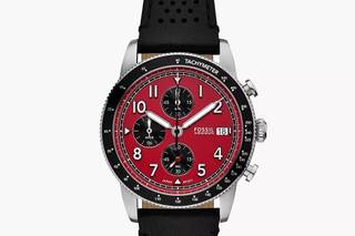 Reloj hombre boda: reloj con esfera en color rojo, de Fossil