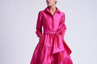 Vestido cóctel rosa fucsia con lazo XL