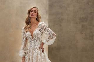 Vestidos de novia manga larga con sutiles notas de color