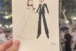 Live paint: diferentes ilustraciones de parejas, con los nombres de cada una de ellas