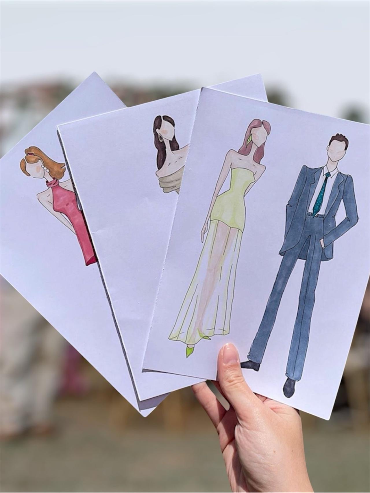 Live paint: diferentes ilustraciones de parejas, con los nombres de cada una de ellas