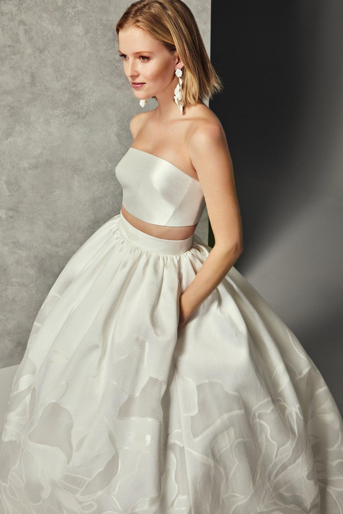 Vestido boda civil dos piezas estampado