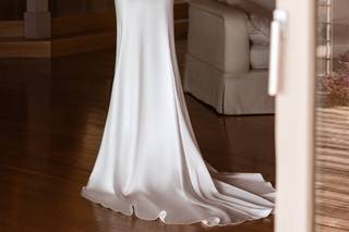 Vestido boda civil de seda con espalda descubierta sexy